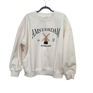 Altar'd State Cream Amsterdam Crewneck Sweatershirt Sz L Pullover Casual